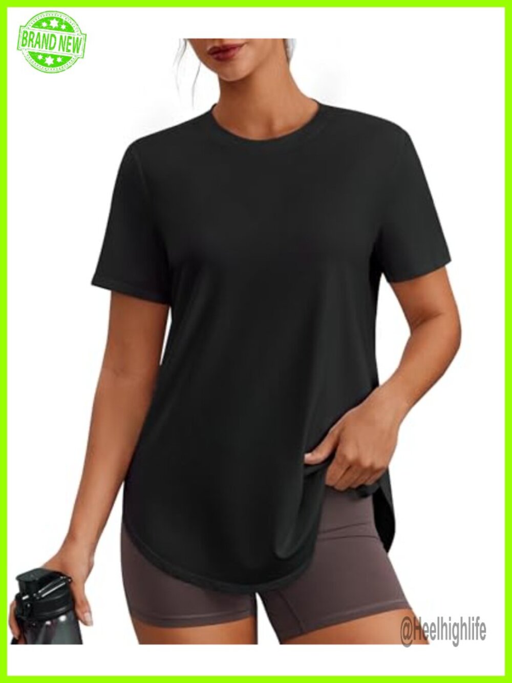 PINSPARK Women's UPF 50+ Athletic T-Shirt Crew Neck Side Slits